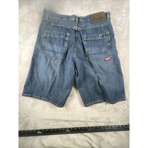 Nautica Jeans Company Men's Big Baggy Denim Shorts Size 34 Blue With Gold